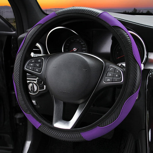 Anti Slip 37-38cm Car Steering Wheel Cover PU Leather Auto Interior