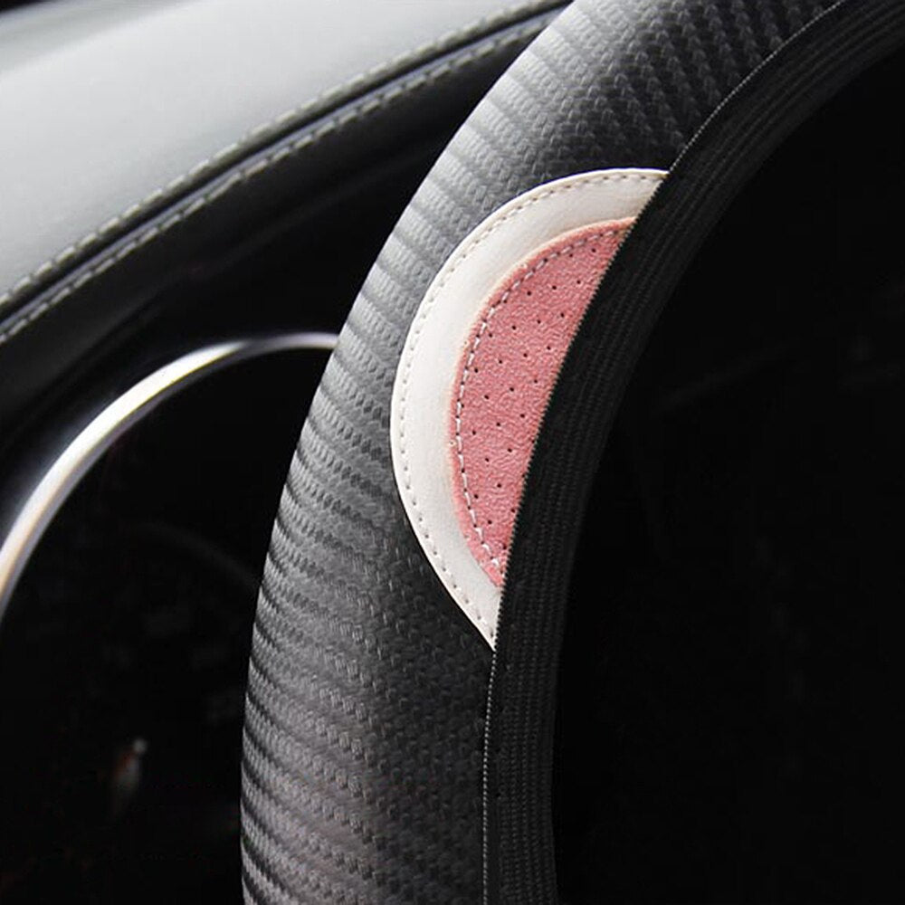 Pink Car Steering Wheel Cover Kawaii Ears Auto Interior