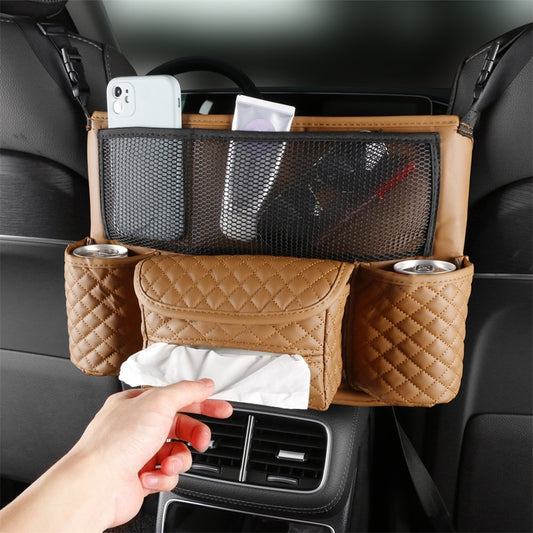 Car Seat Storage Bag PU Leather Car Organizer