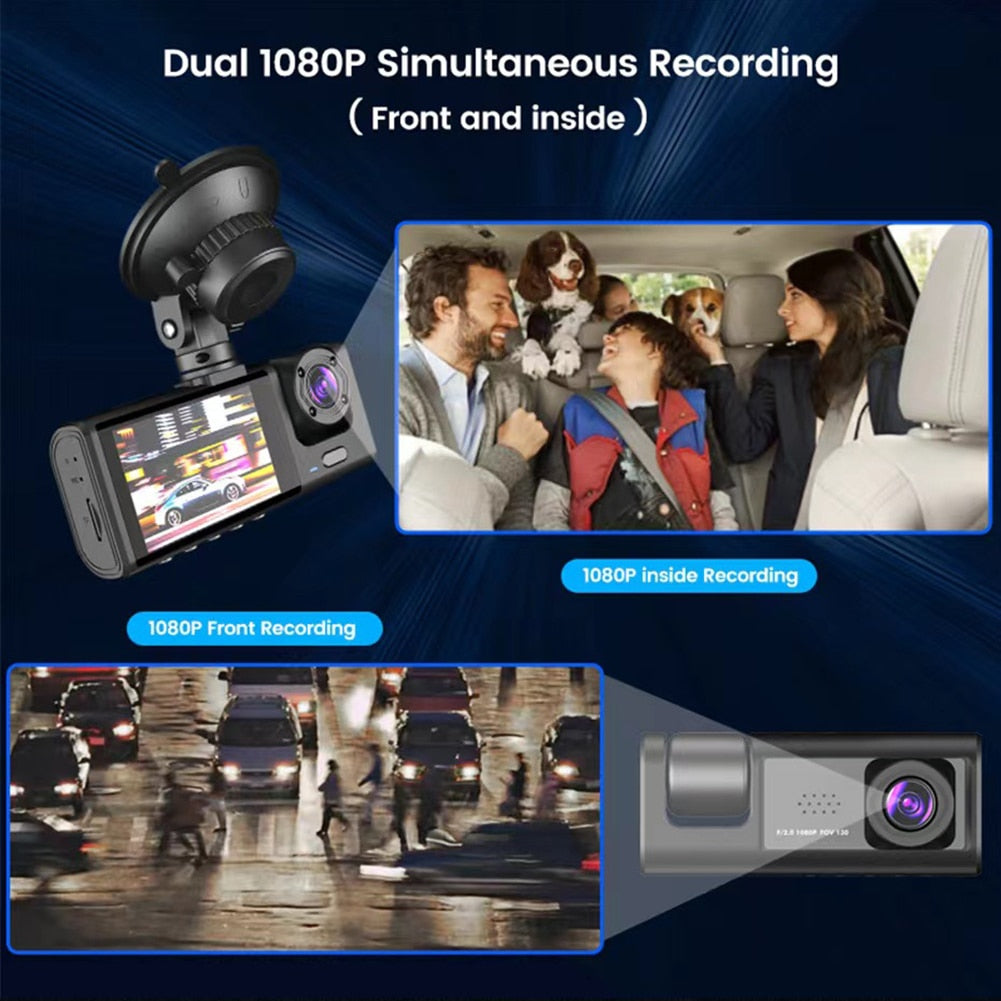 2/3 Lens Car Dash Cam DVR Video Recorder HD 1080P Auto Dash Camera