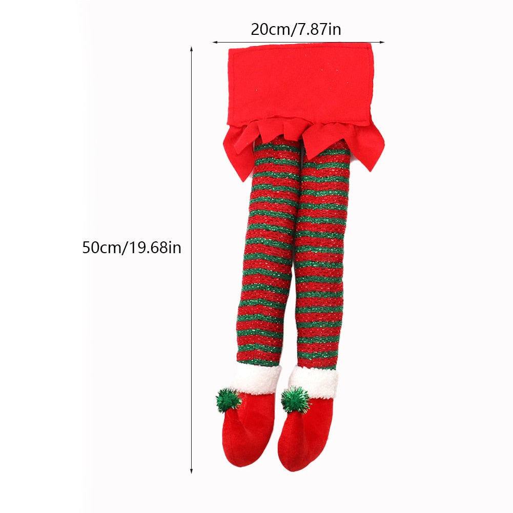 Christmas Elf Legs Red Green Stripe Cotton Christmas Decorations