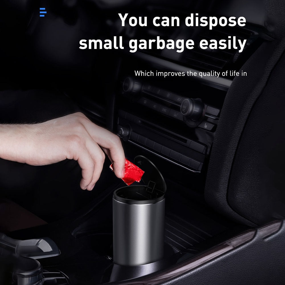 Car Trash Bin Alloy Garbage Can Auto Dustbin Waste Rubbish Basket Bin Organizer