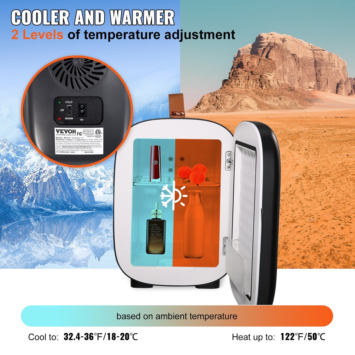 VEVOR 4L Mini Car Refrigerator Lightweight Dual-Use Insulated Cooler Box Refrige Car Accessory