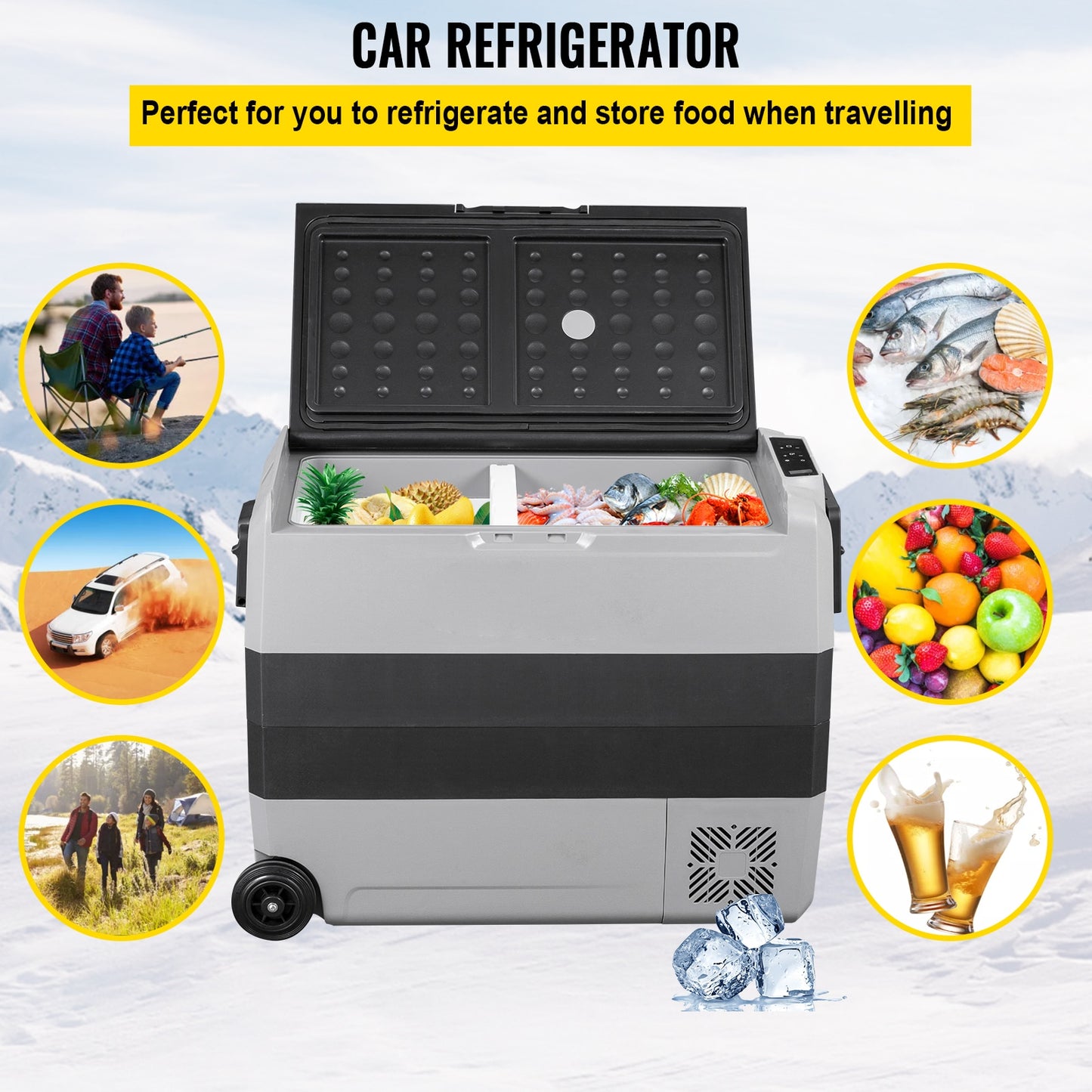 VEVOR 36L 50L 60LCar Refrigerator Portable Fridge Freezer Cool Box