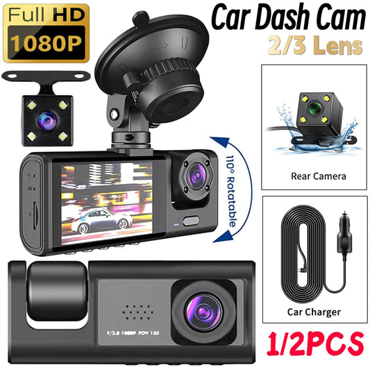 2/3 Lens Car Dash Cam DVR Video Recorder HD 1080P Auto Dash Camera