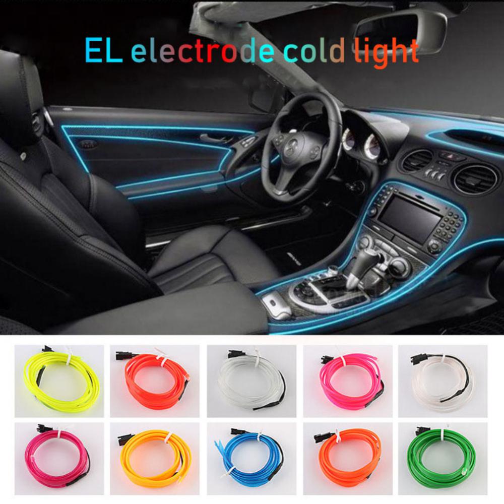 1m Car Interior Atmosphere Lighting LED Strip DIY Flexible EL Cold Light Line Tube Auto