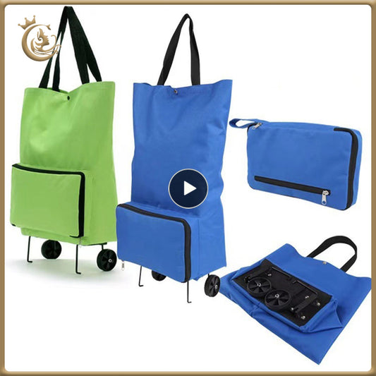 Foldable Portable Trolley Case With Wheels Multifunction Reusable Shopping Bag